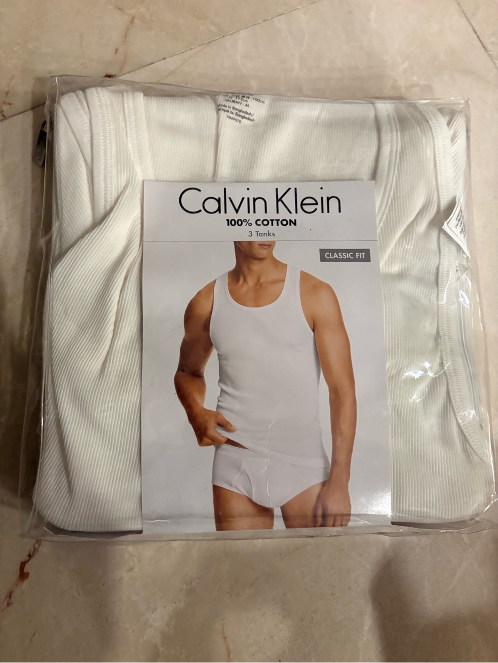 Calvin Klein White Men’s Ribbed Cotton Tank Tops (3-Pack) Classic Fit